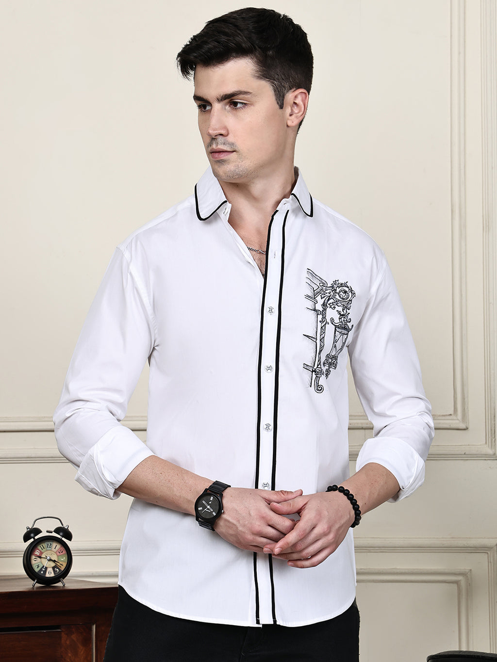 Kamizz White Hand-Painted Baroque Shirt