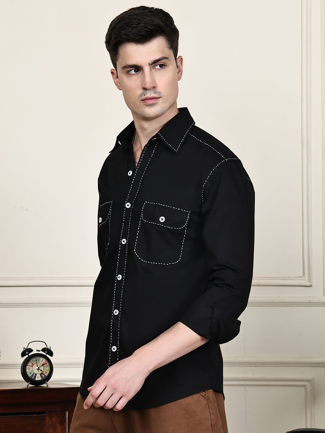 Kamizz Black Artisan Stitch Shirt