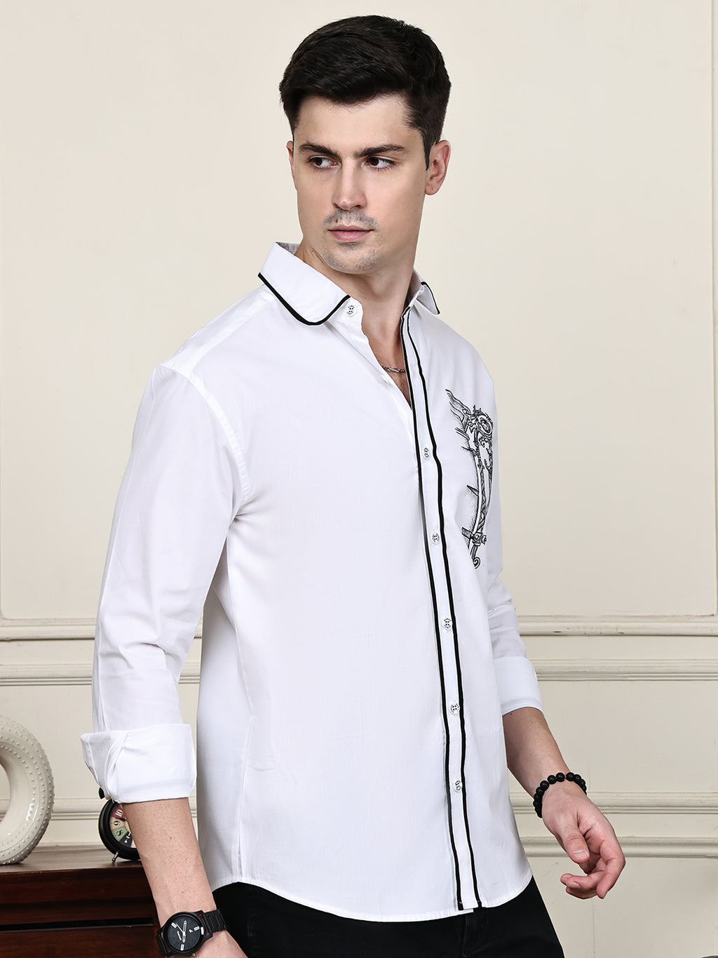 Kamizz White Hand-Painted Baroque Shirt
