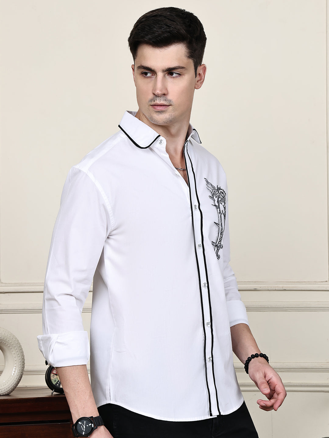 Kamizz White Hand-Painted Baroque Shirt