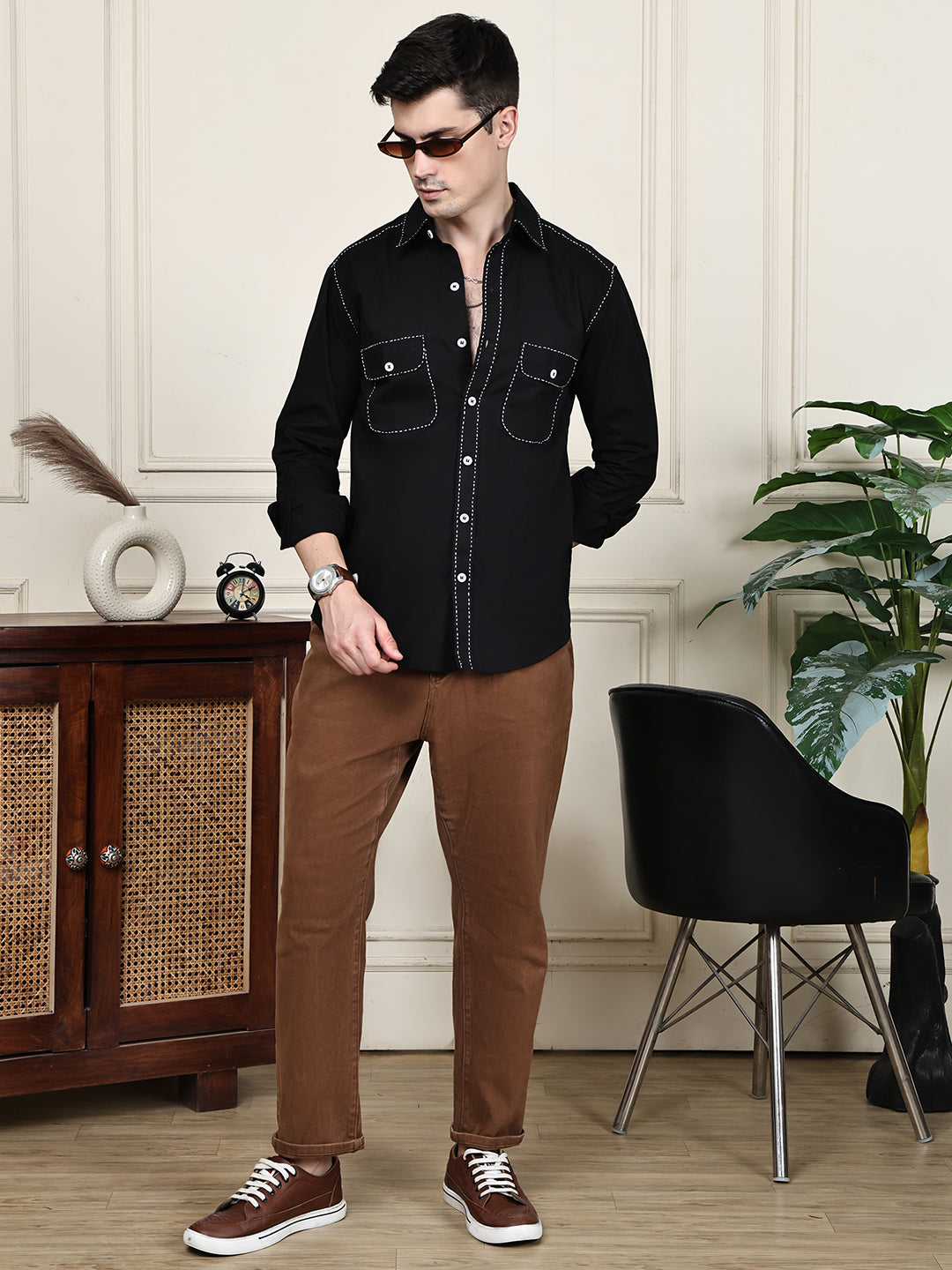 Kamizz Black Artisan Stitch Shirt