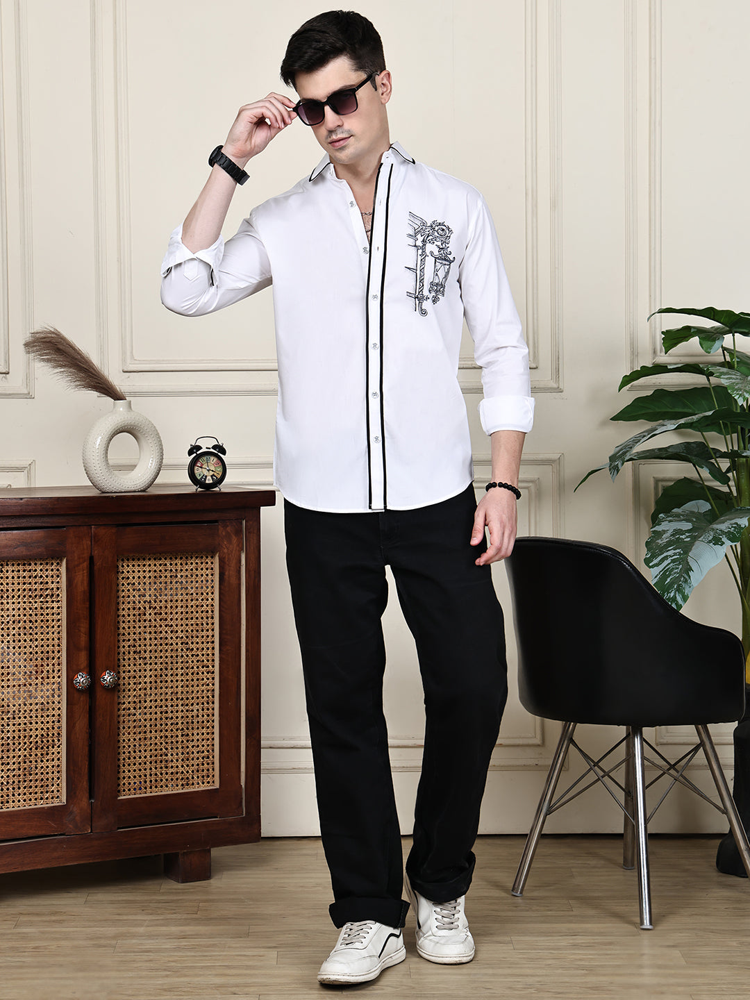 Kamizz White Hand-Painted Baroque Shirt