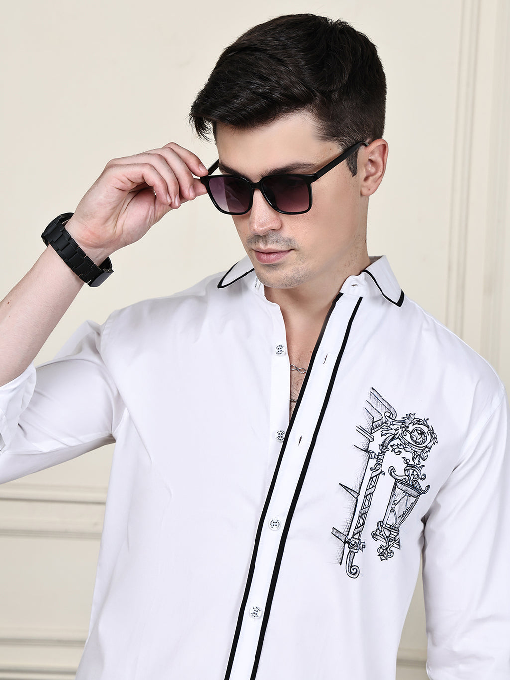Kamizz White Hand-Painted Baroque Shirt
