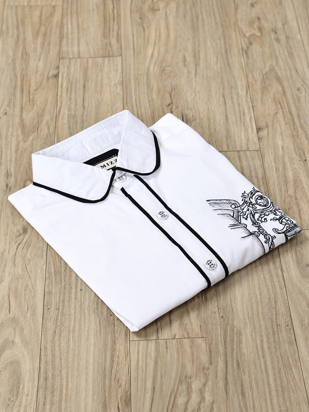 Kamizz White Hand-Painted Baroque Shirt