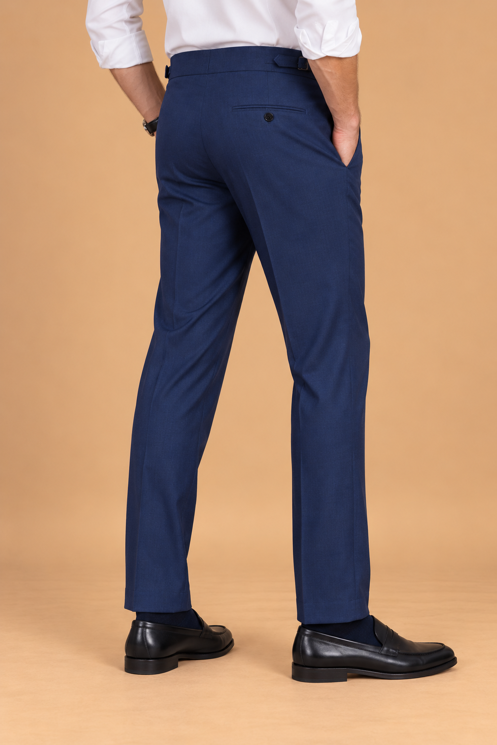 Navy European Cut Straight-Fit Trousers