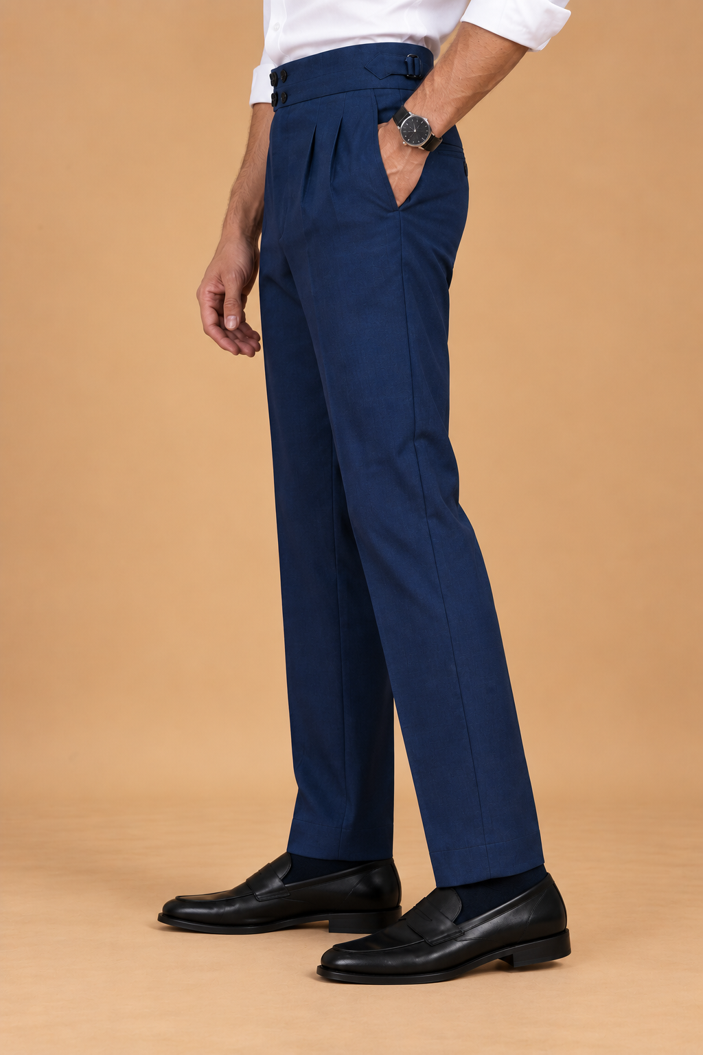 Navy European Cut Straight-Fit Trousers