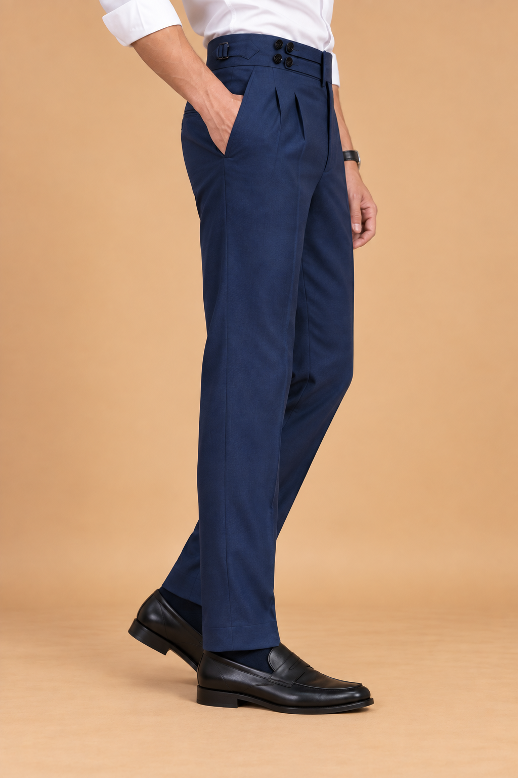 Navy European Cut Straight-Fit Trousers