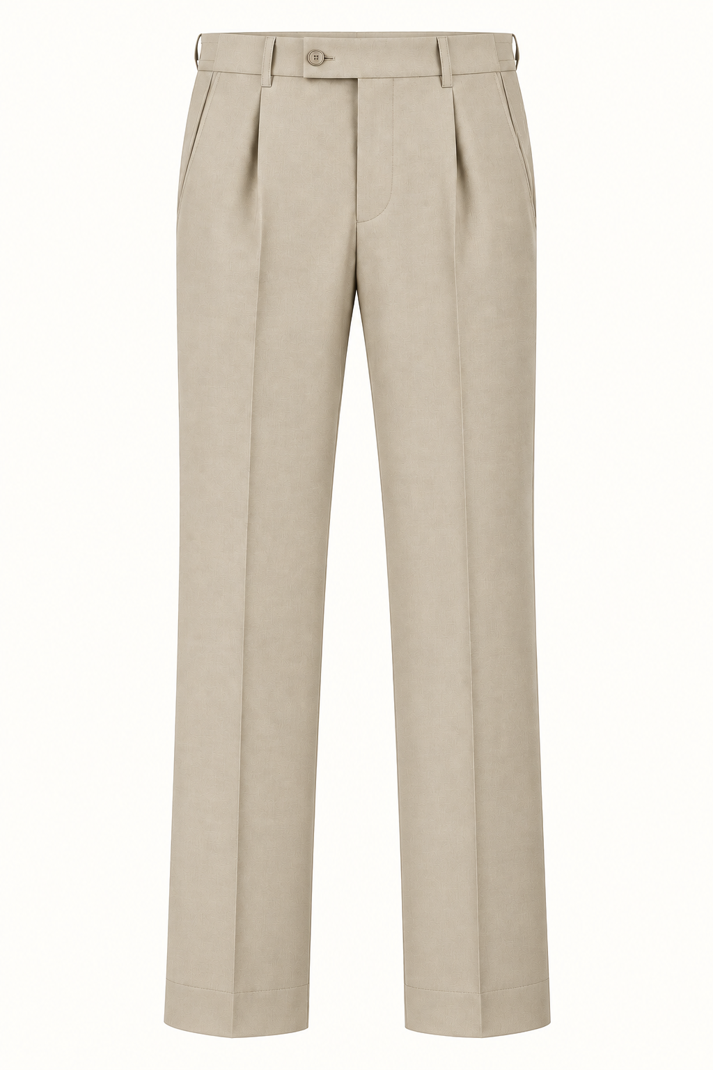 Beige Modern Straight-Fit Trousers