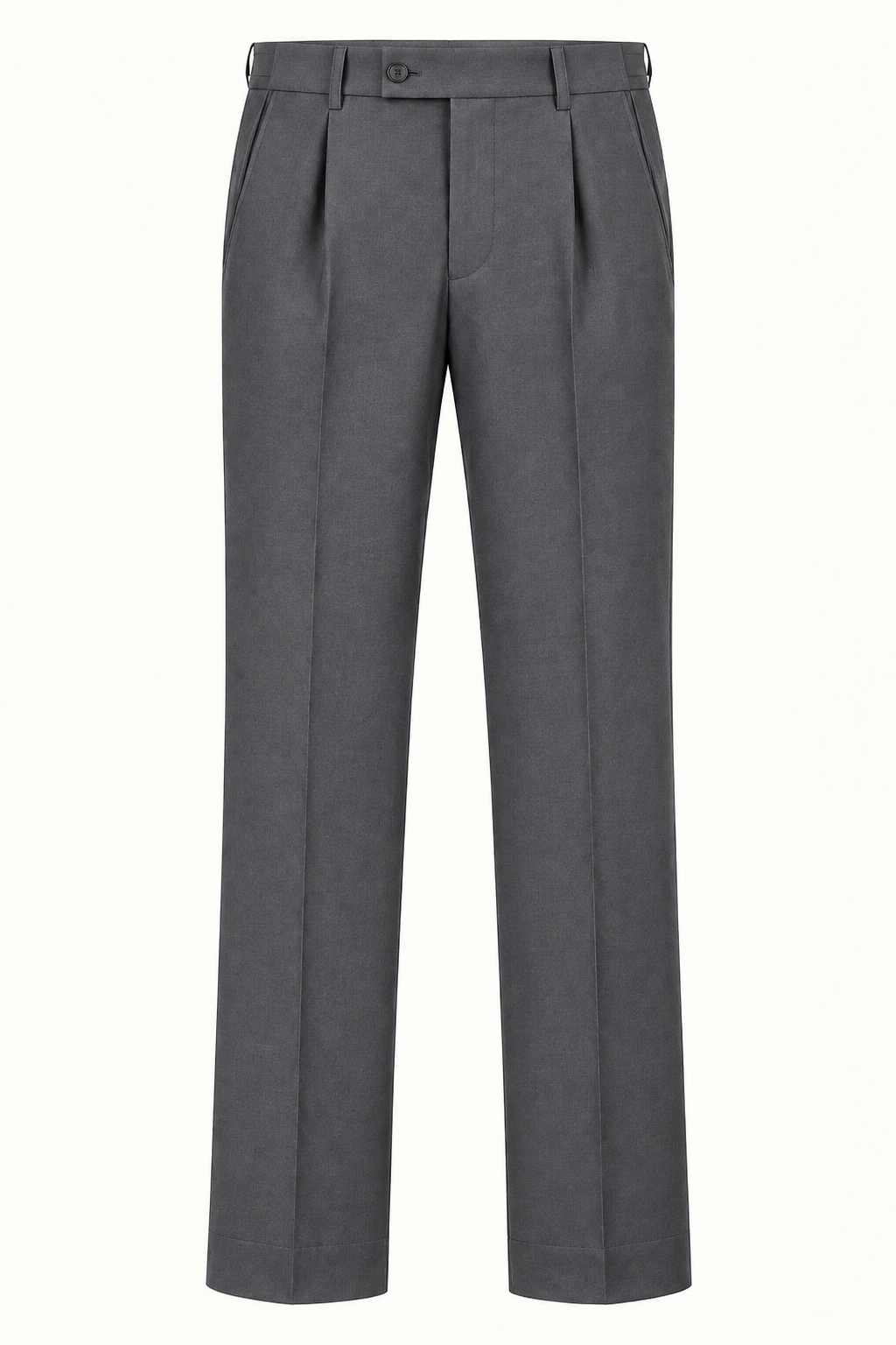 Grey Modern Straight-Fit Trousers