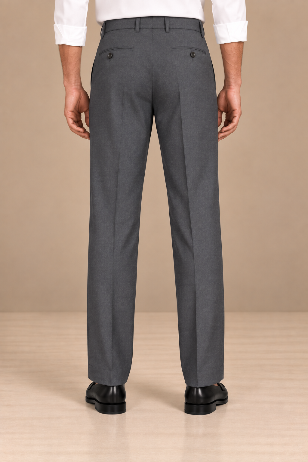 Grey Modern Straight-Fit Trousers