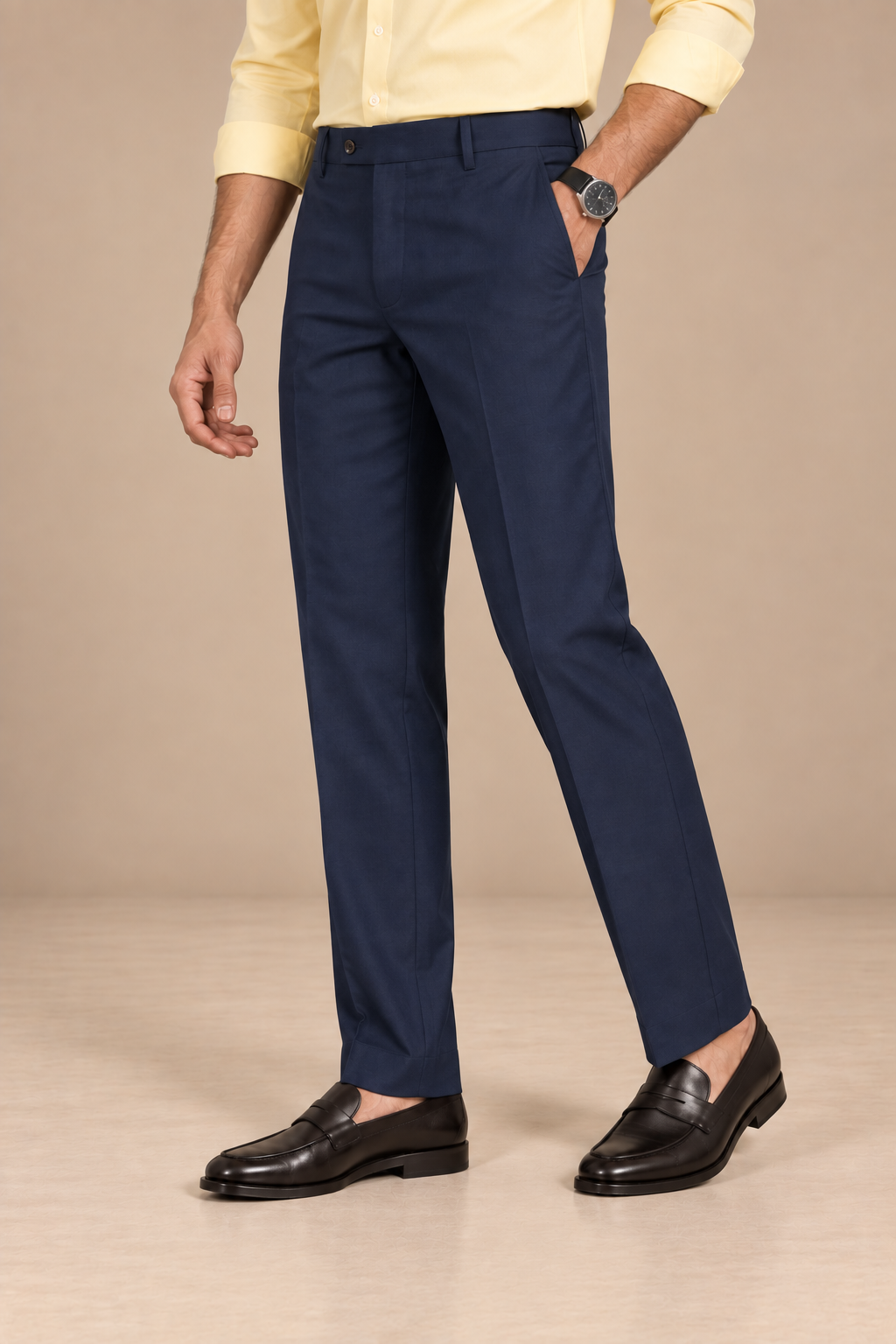 Navy Modern Straight-Fit Trousers