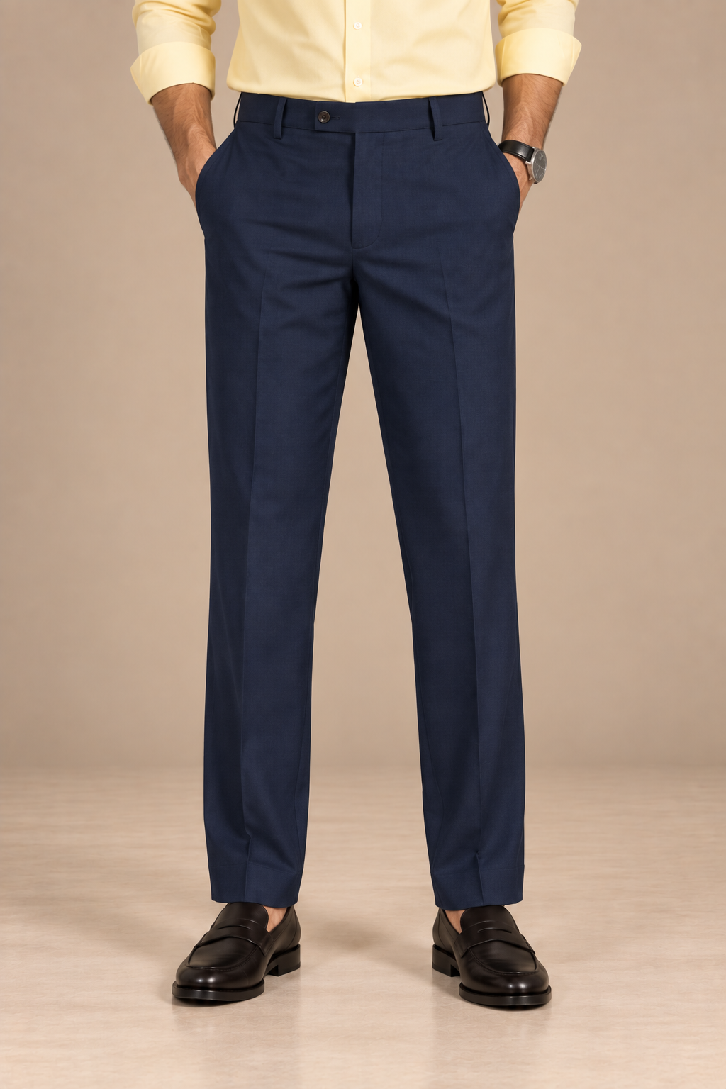 Navy Modern Straight-Fit Trousers