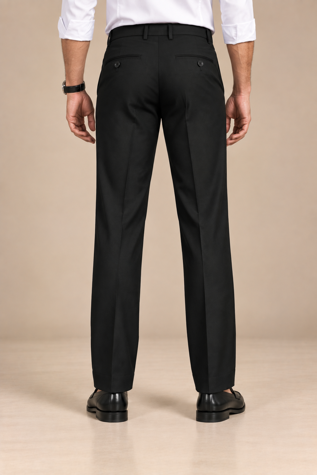 Black Modern Straight-Fit Trousers