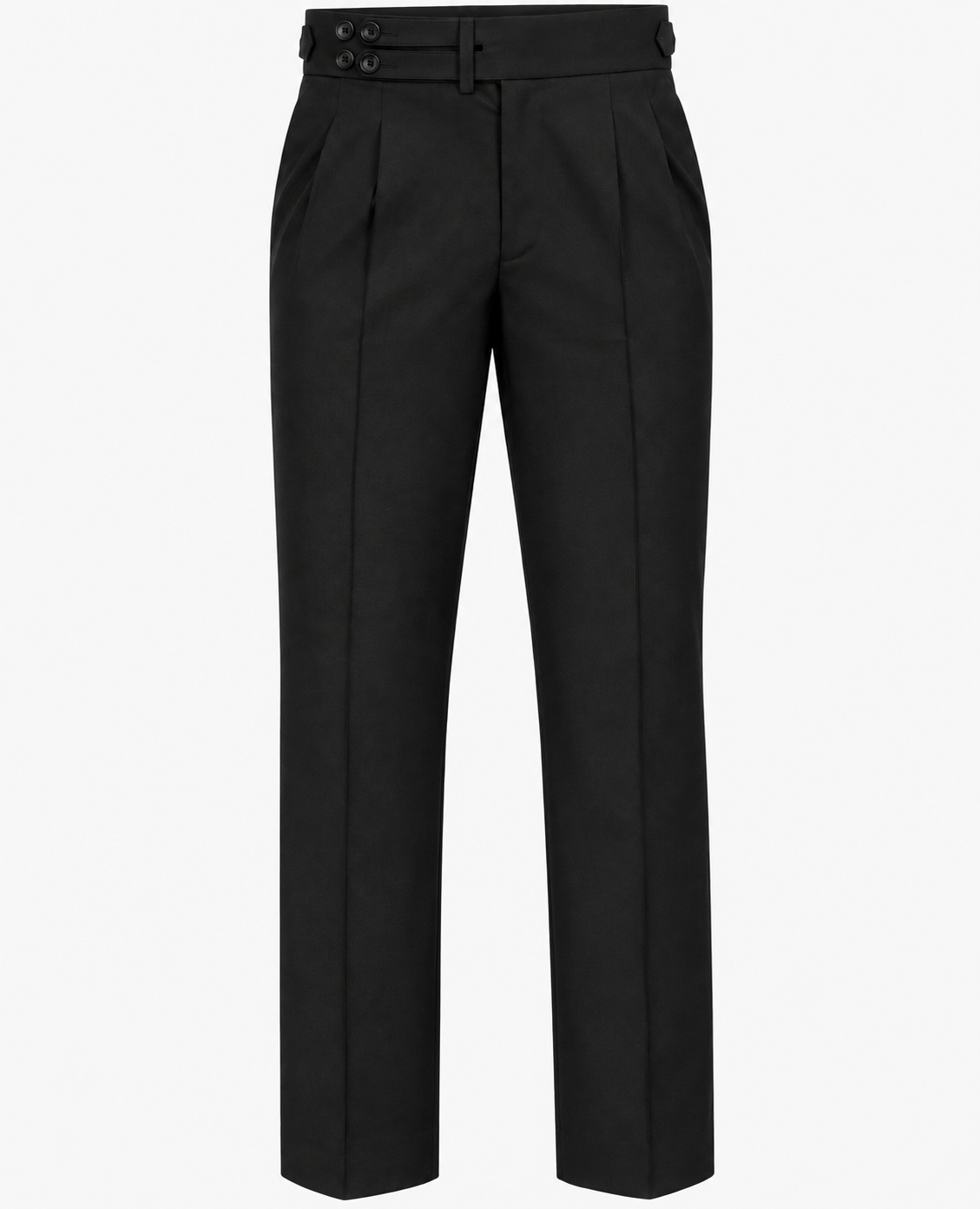 Black European Cut Straight-Fit Trousers