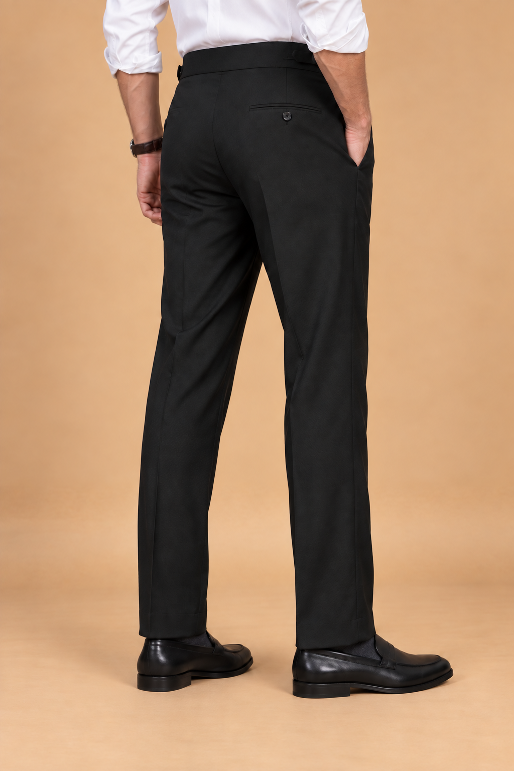 Black European Cut Straight-Fit Trousers