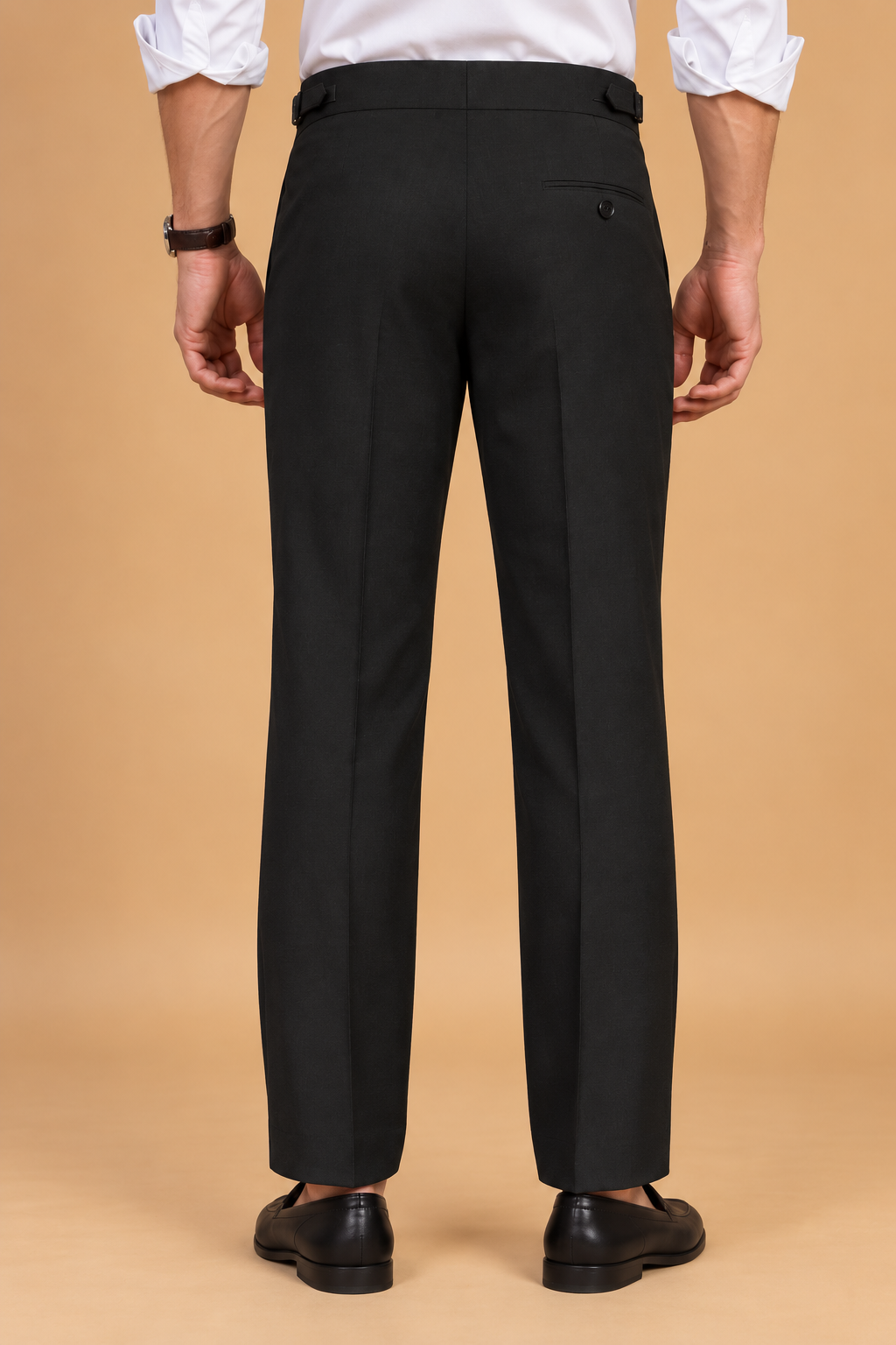 Black European Cut Straight-Fit Trousers