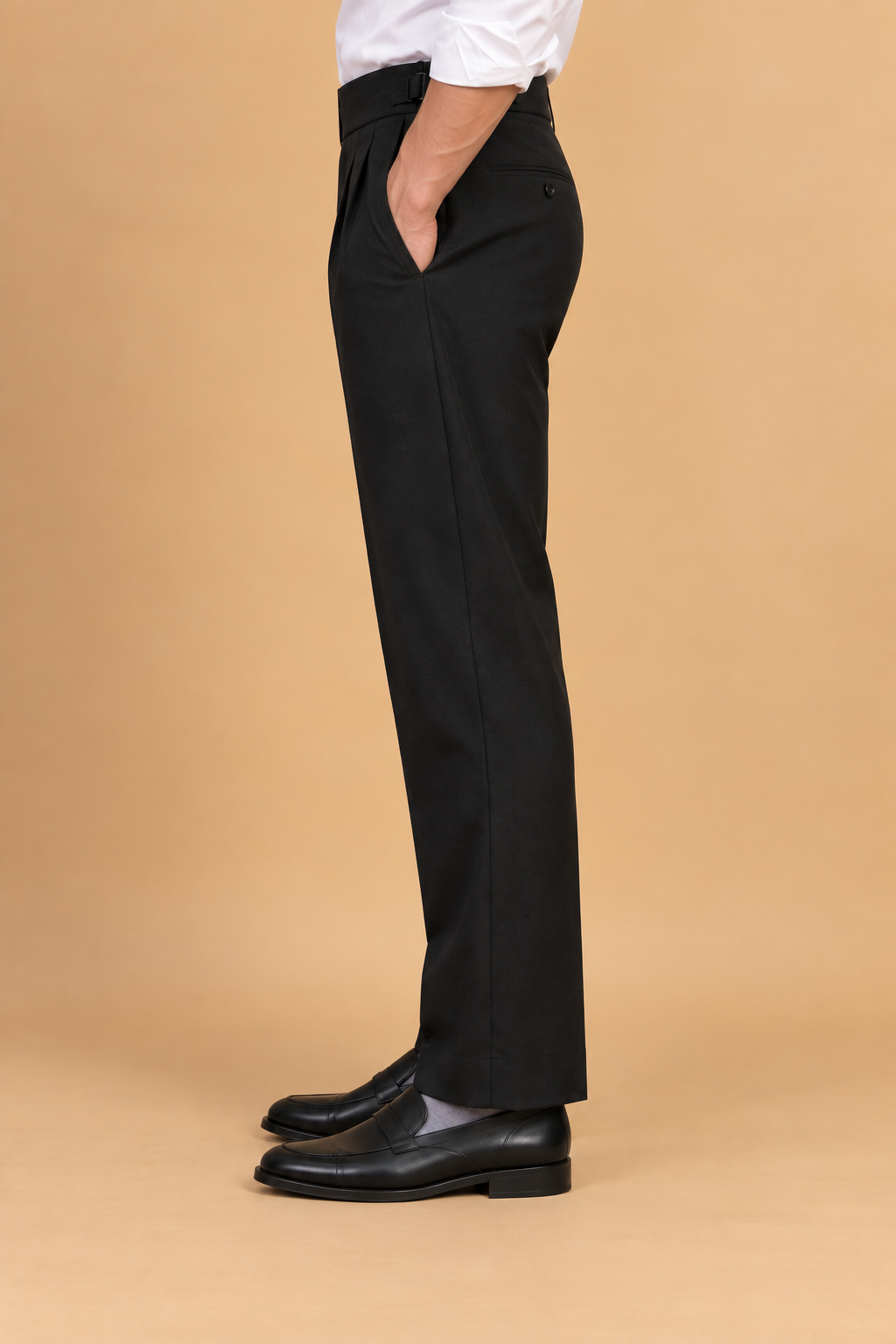Black European Cut Straight-Fit Trousers