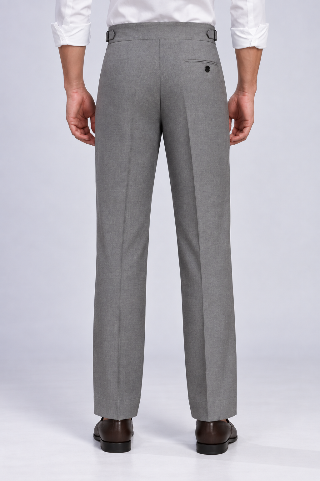 Light Grey Italian Double-Button Pleated Trousers