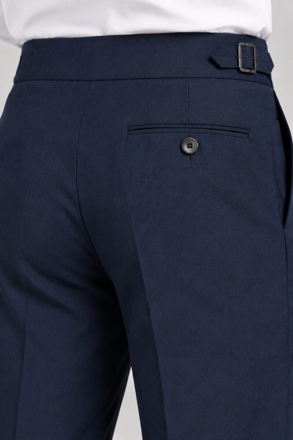 Navy Blue Italian Double-Button Pleated Trousers