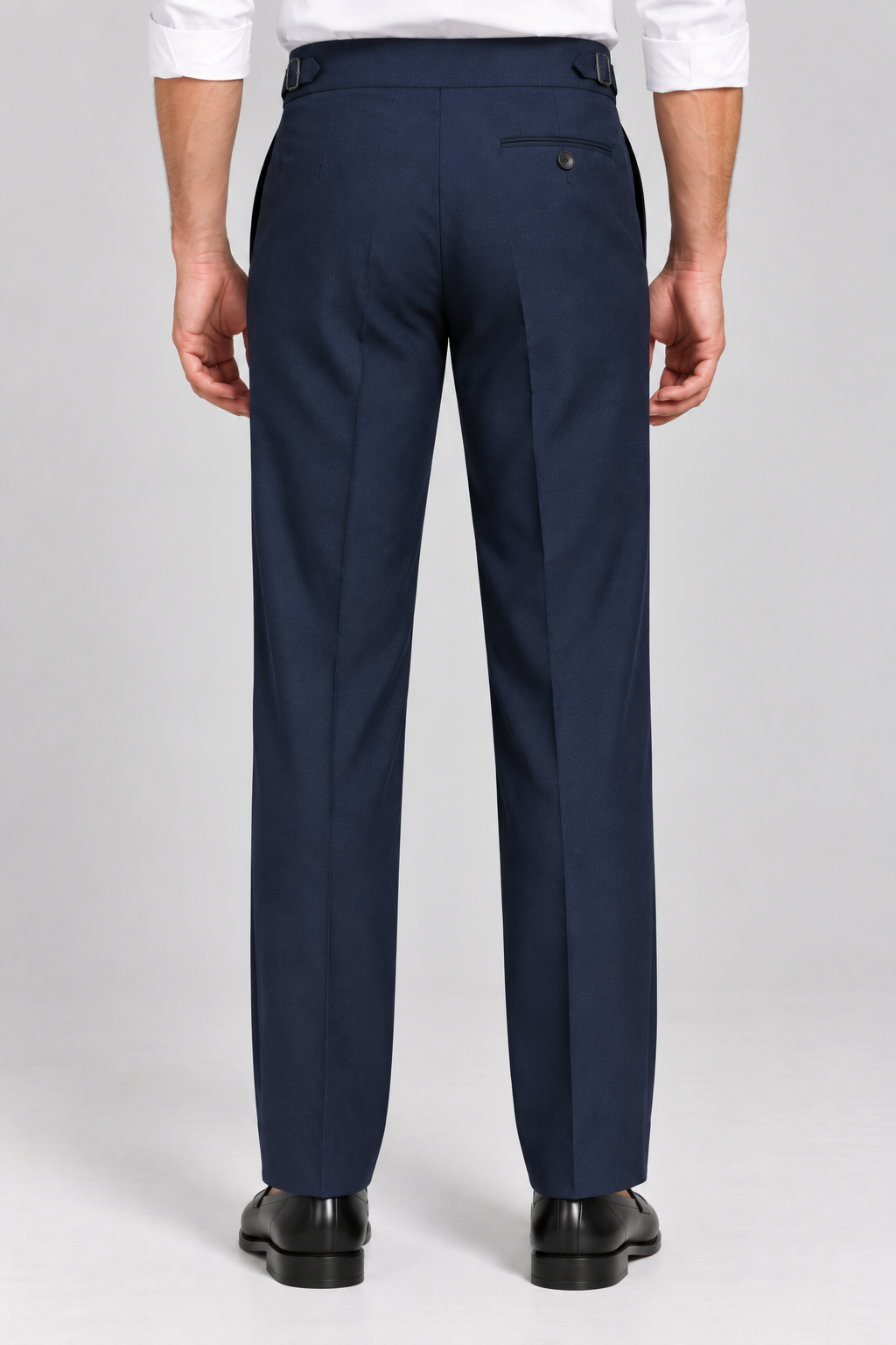 Navy Blue Italian Double-Button Pleated Trousers