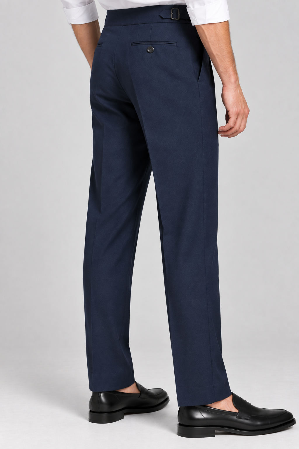 Navy Blue Italian Double-Button Pleated Trousers