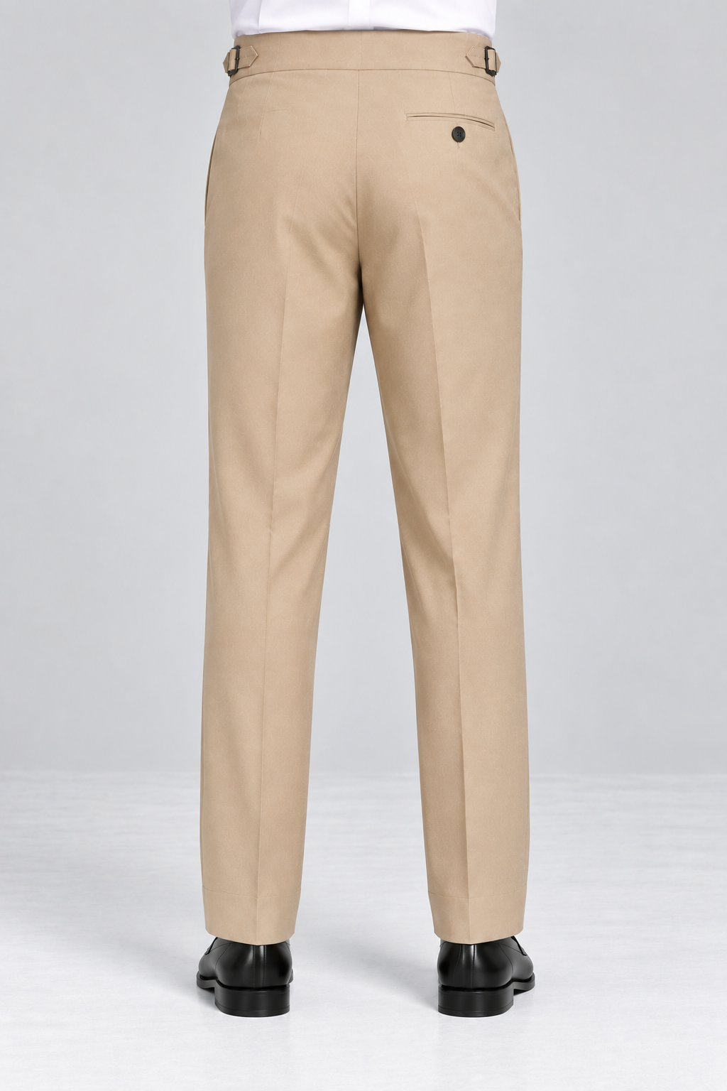 Beige Italian Double-Button Pleated Trousers