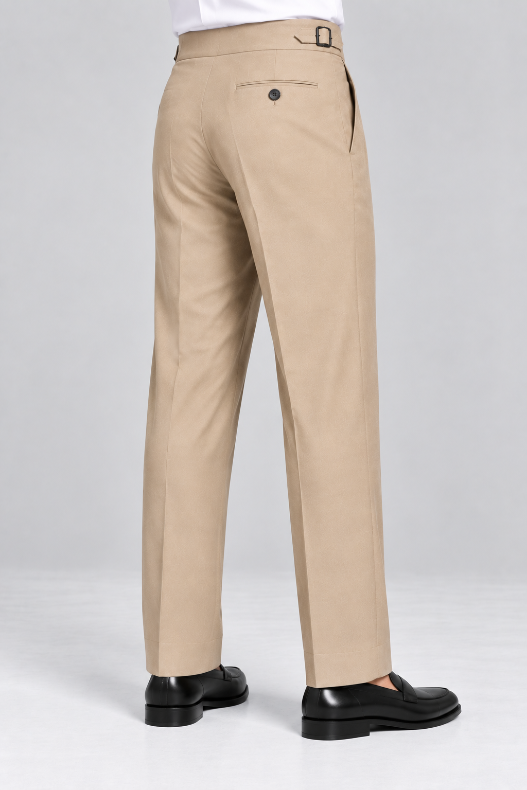 Beige Italian Double-Button Pleated Trousers