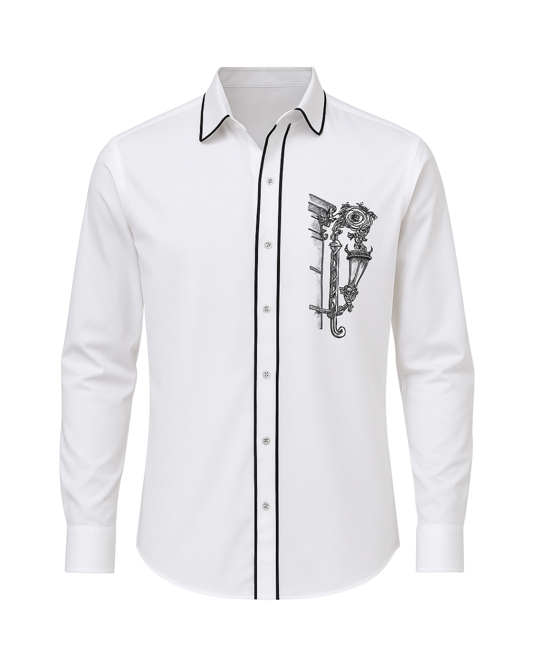 Kamizz White Hand-Painted Baroque Shirt
