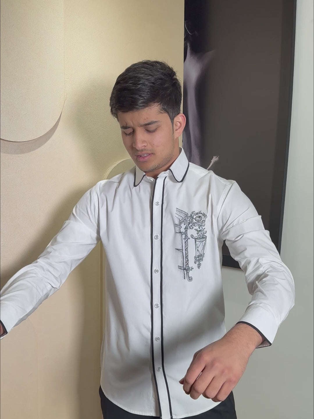 Kamizz White Hand-Painted Baroque Shirt