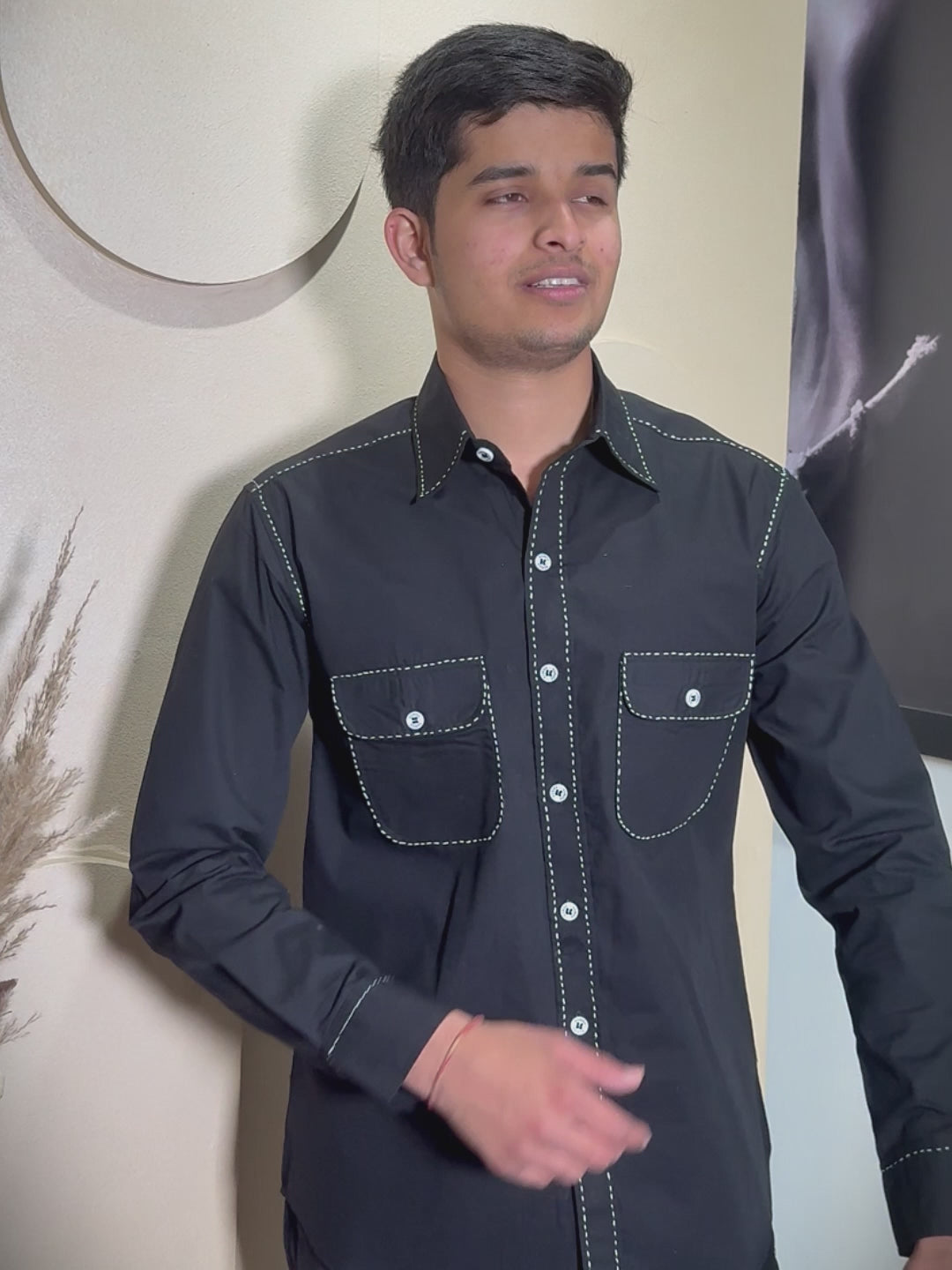 Kamizz Black Artisan Stitch Shirt